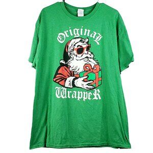 Original Wrapper Santa Claus Christmas Holiday Green TShirt Size XL EUC
